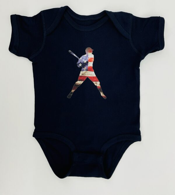 Infant Vintage American Flag “Hit King” Onesie Bodysuit